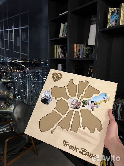 Фоторамка-пазл в виде карты