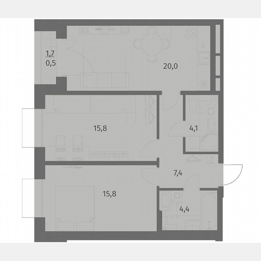 2-к. квартира, 68 м², 2/6 эт.