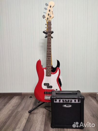 Бас гитара с комбоусилителем 15Вт