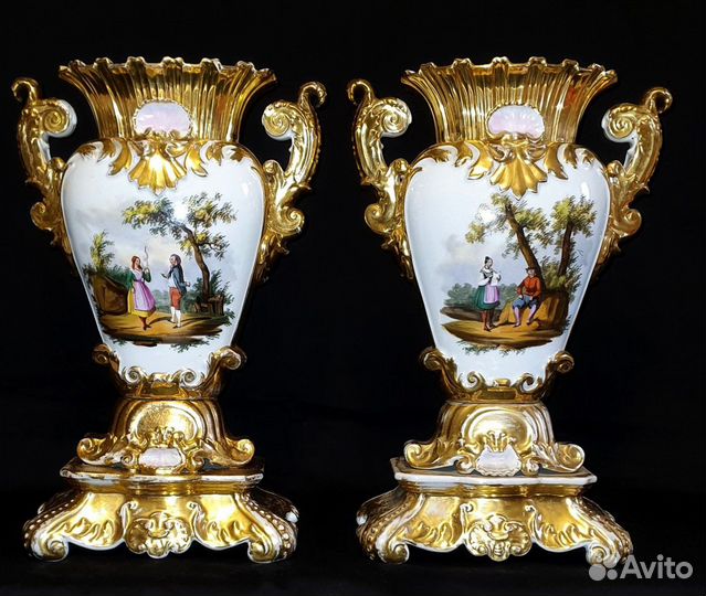 Парные вазы, Старый Париж, Франция, 19 век