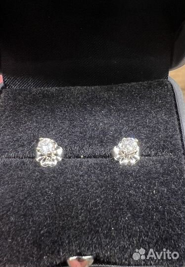 Серьги с бриллиантами белое золото