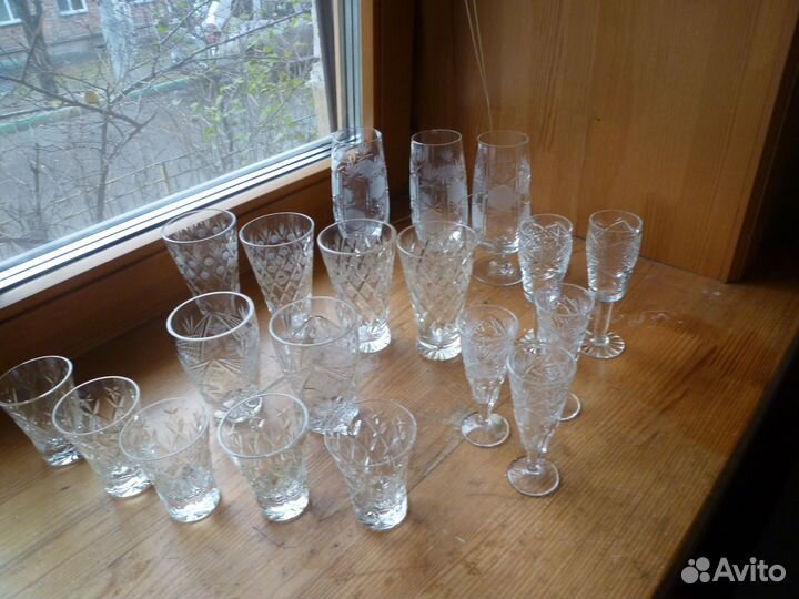 Хрустальные рюмки,Пепельница хрустальная СССР d18