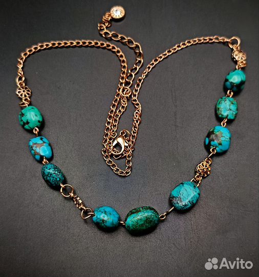 Бусы колье природная бирюза