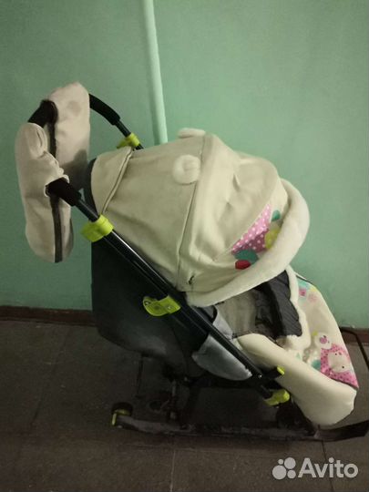 Санки коляска с колесами