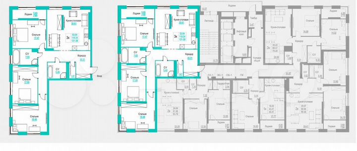 3-к. квартира, 121,1 м², 5/22 эт.