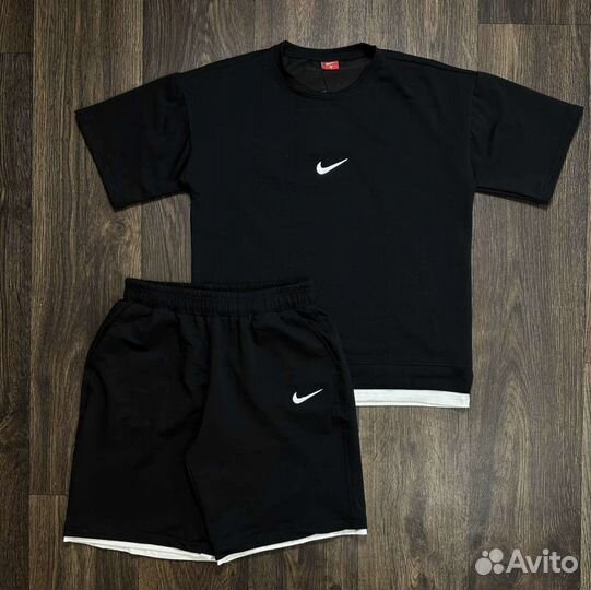 Спортивный костюм Nike черный футболка + шорты