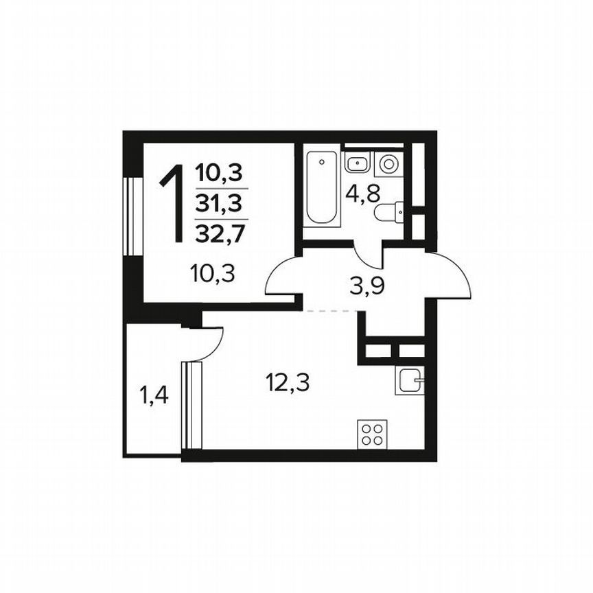 1-к. квартира, 32,7 м², 5/11 эт.