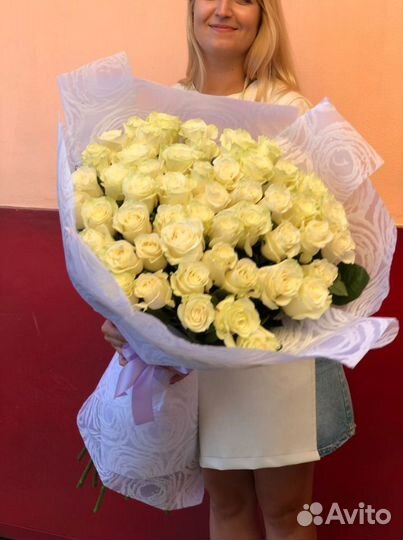 51 роза белая 80 см импорт