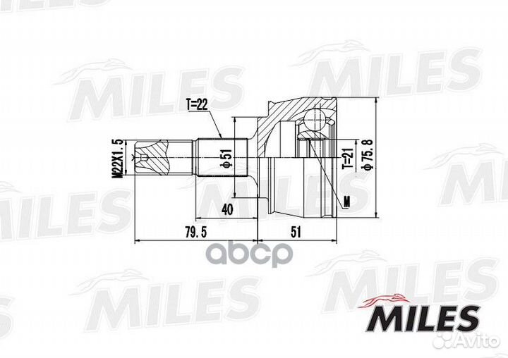 Шрус fiat punto 1.4 05- нар. ga20094 Miles