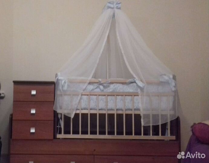 Детская кроватка трансформер с комодом