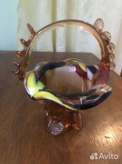 Конфетница цветное стекло СССР