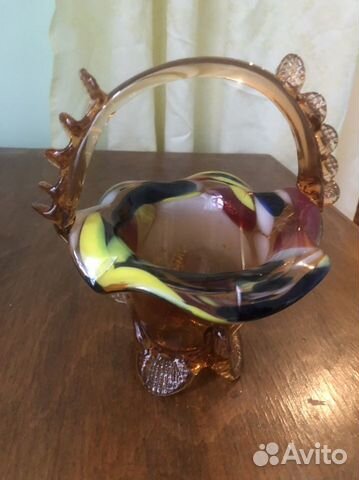 Конфетница цветное стекло СССР
