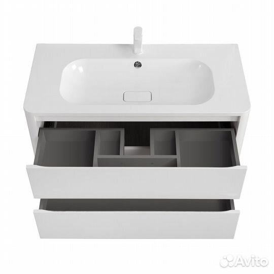 Тумба с раковиной Cezares relax-800-2C-SO-BL белая глянцевая