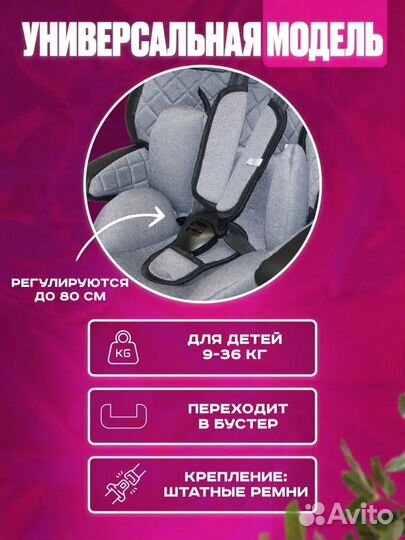 Детское автокресло экокожа 9 до 36 кг новое