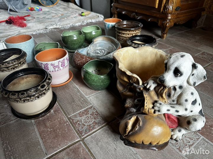 13 керамических горшков и кашпо