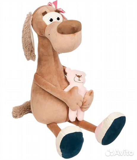 Мягкая игрушка собака Мила с мишкой