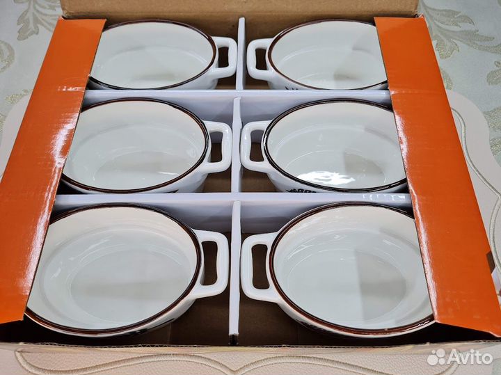 Набор из 6 овальных формочек/салатников фарфор