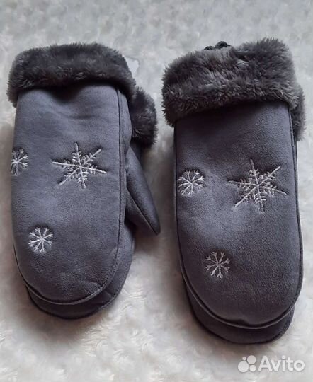 Варежки женские на веревках зимние новые с биркой