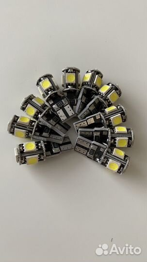 Автолампа светодиодная T10 w5w, 12в