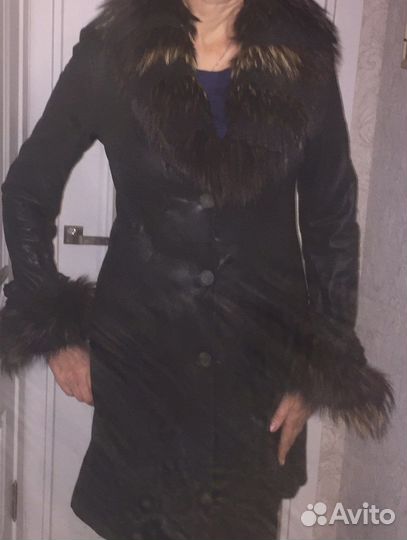 Пальто кожанное женское 50 размер