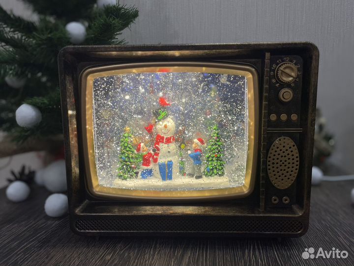 Фонарь новогодний телевизор с подсветкой