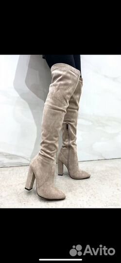 Сапоги ботфорты натуральная замша