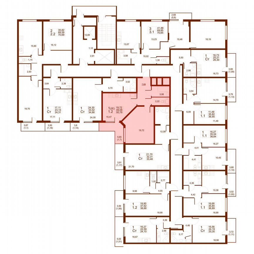 1-к. квартира, 50,8 м², 10/11 эт.