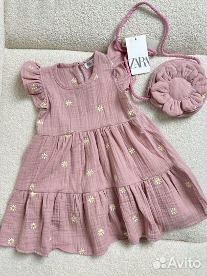 Платье для девочки zara в комплекте с сумочкой