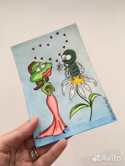 Авторские акварельные открытки ручной работы