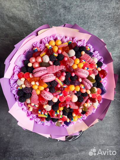 Сладкий букет из мармелада и зефира, детский букет