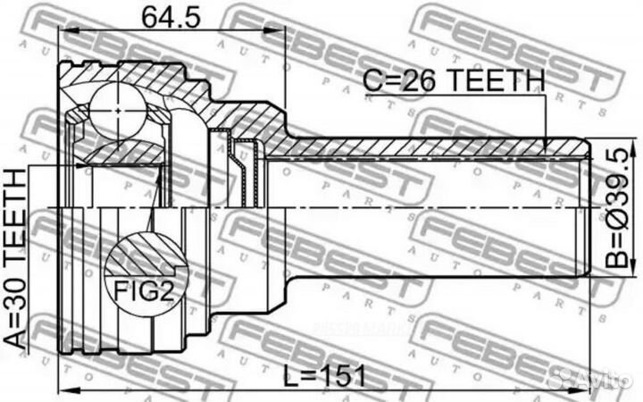 Febest 0411-V97wsha шрус карданного вала