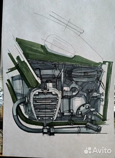 Мотоцикл. Постер на холсте