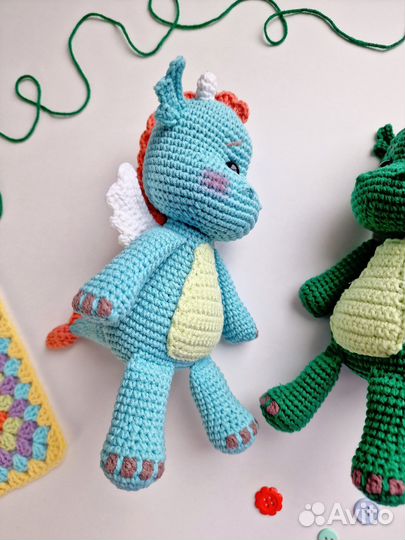 Игрушка дракон. Бирюзовый. Ручной работы