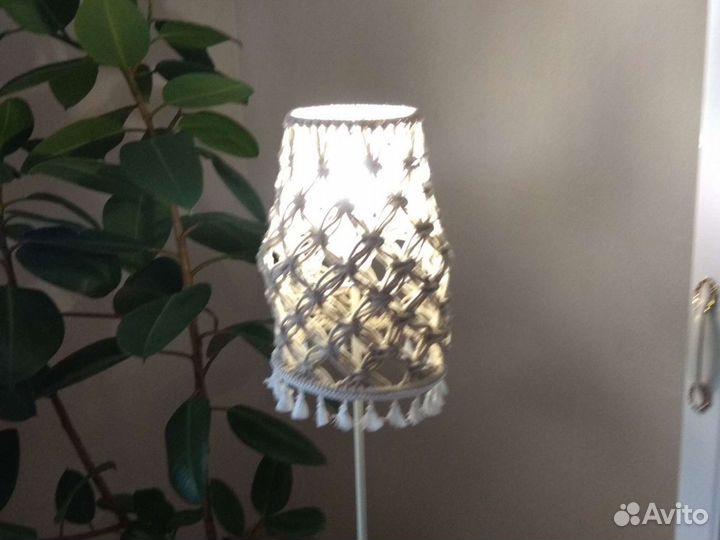 Торшер с абажуром-макраме из хлопкового шнура