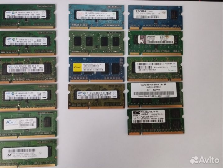 Оперативная память so-dimm ddr3, ddr2 1gb