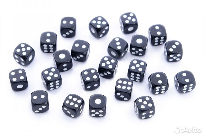 Кости игральные, пластик, черные 10 мм (2 шт), WoodGames