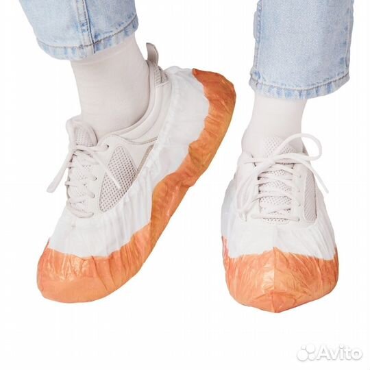 Бахилы Elegreen Экстра с двойной подошвой бело-ора