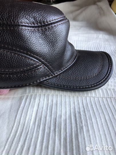 Кожаная кепка мужская 58