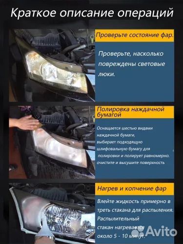 Набор для химической полировки фар авто