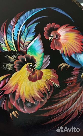 Панно в интерьер/роспись/масло/картина/петухи