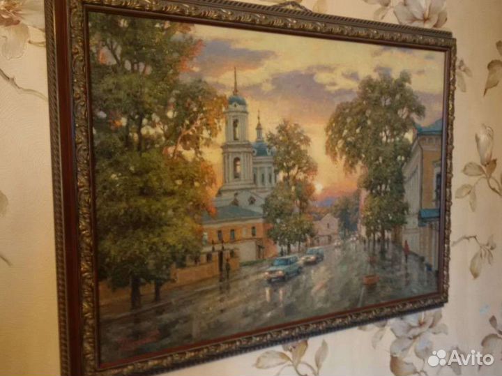 Картина Игоря Разживина (холст, масло, город, храм