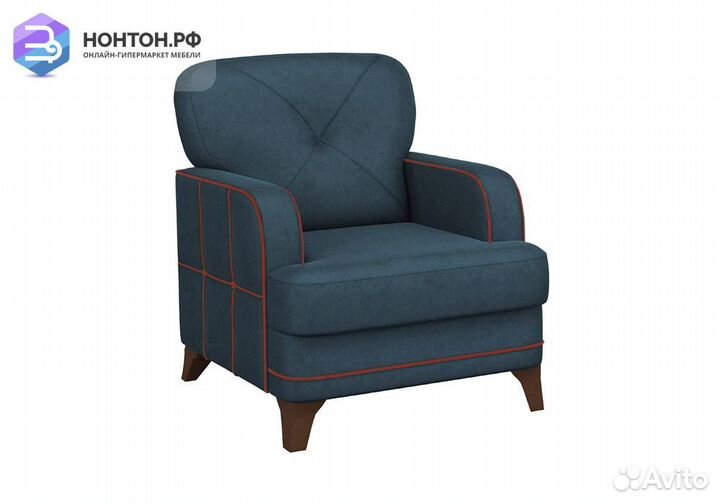 Кресло Черри синее / коралловое