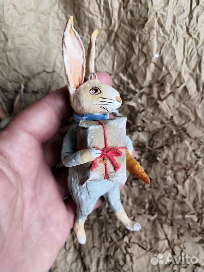 Ватные игрушки, заяц, кролик, ёлочная игрушка