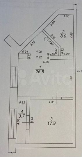 1-к. квартира, 56,4 м², 6/6 эт.