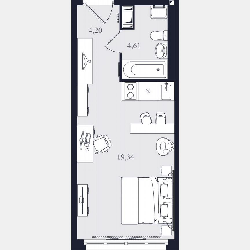 Апартаменты-студия, 28,2 м², 19/24 эт.