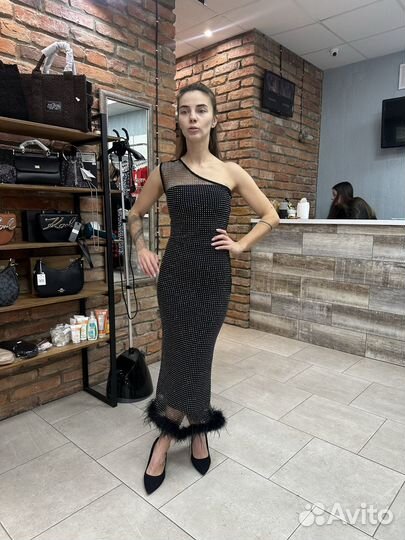 Платье блестящее длинное новое чёрное