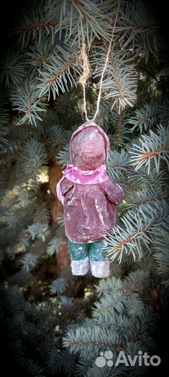 Ватные елочные игрушки девочка и змея