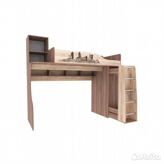 Кровать-чердак Орион Ясень/Дуб Сонома 80x190