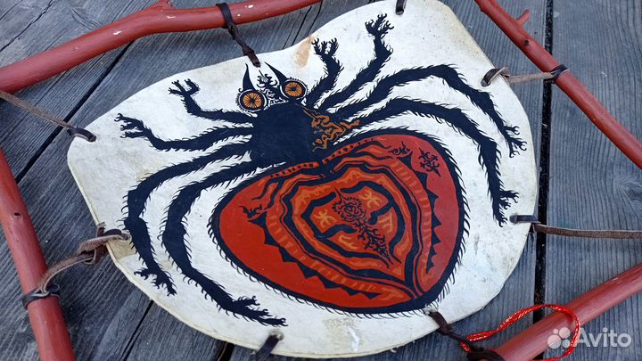 Панно картина из кожи Паук