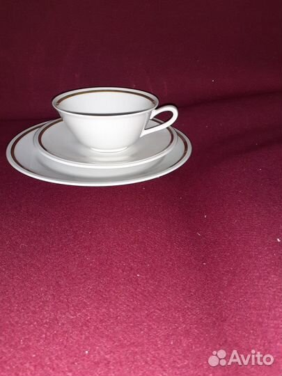Чайное фарфоровое трио Веймар +Блюдца Веймар